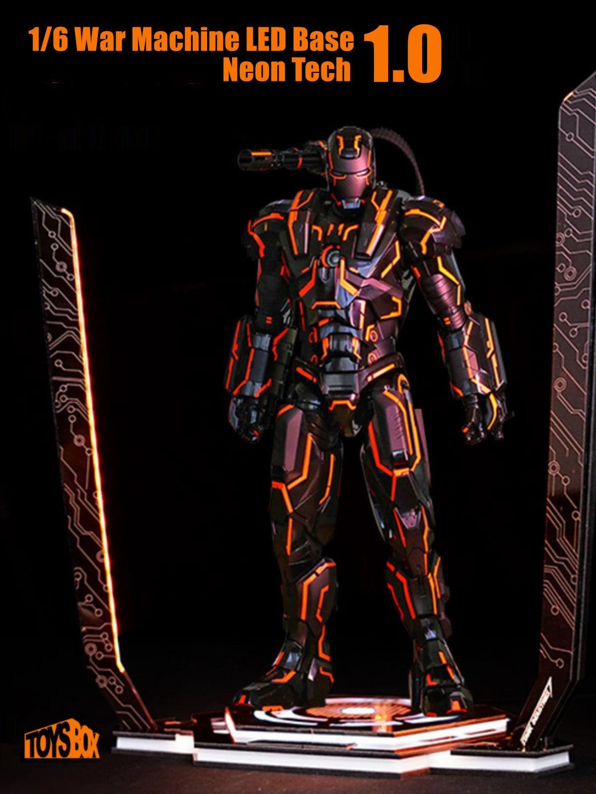 1:6 Neon Tech 1.0 Iron Man LED Orange Light Display Base Stage Award winning