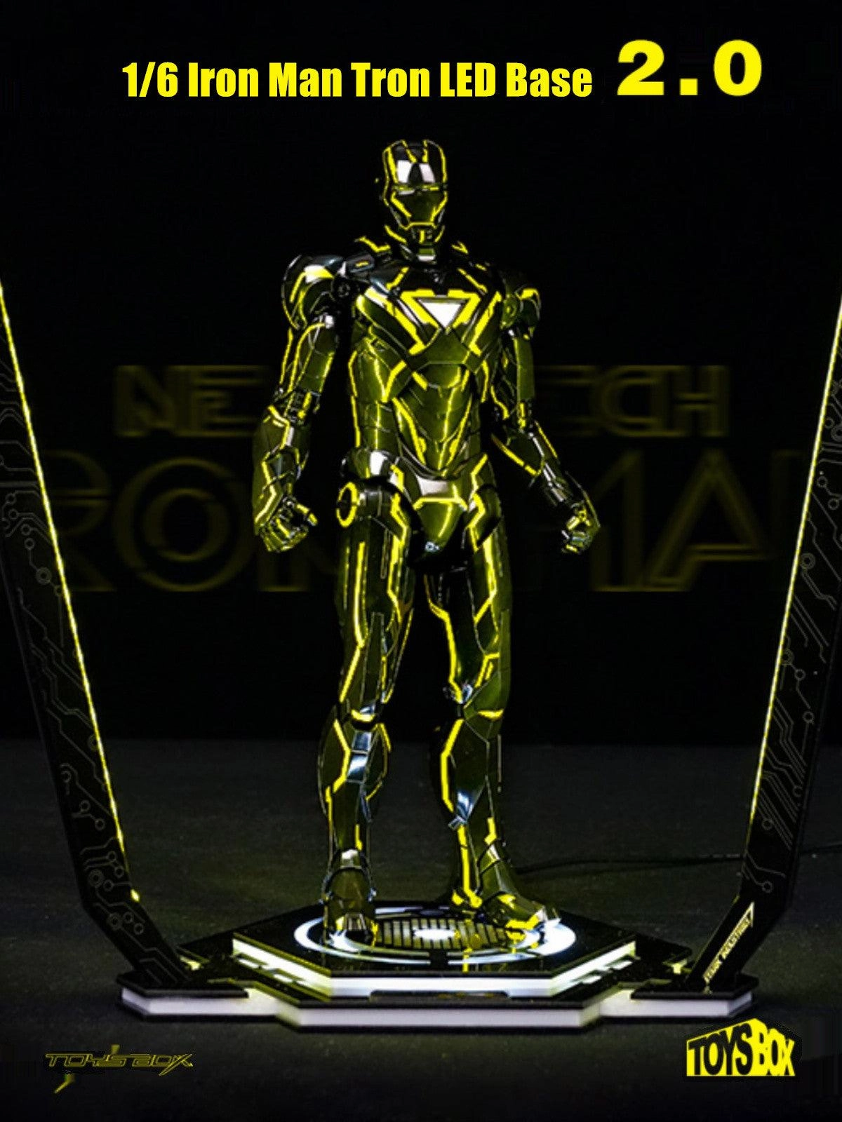 Anime Object Limited Goods 1:6 Neon Tech 2.0 Iron Man LED Yellow Light Display Base Stage