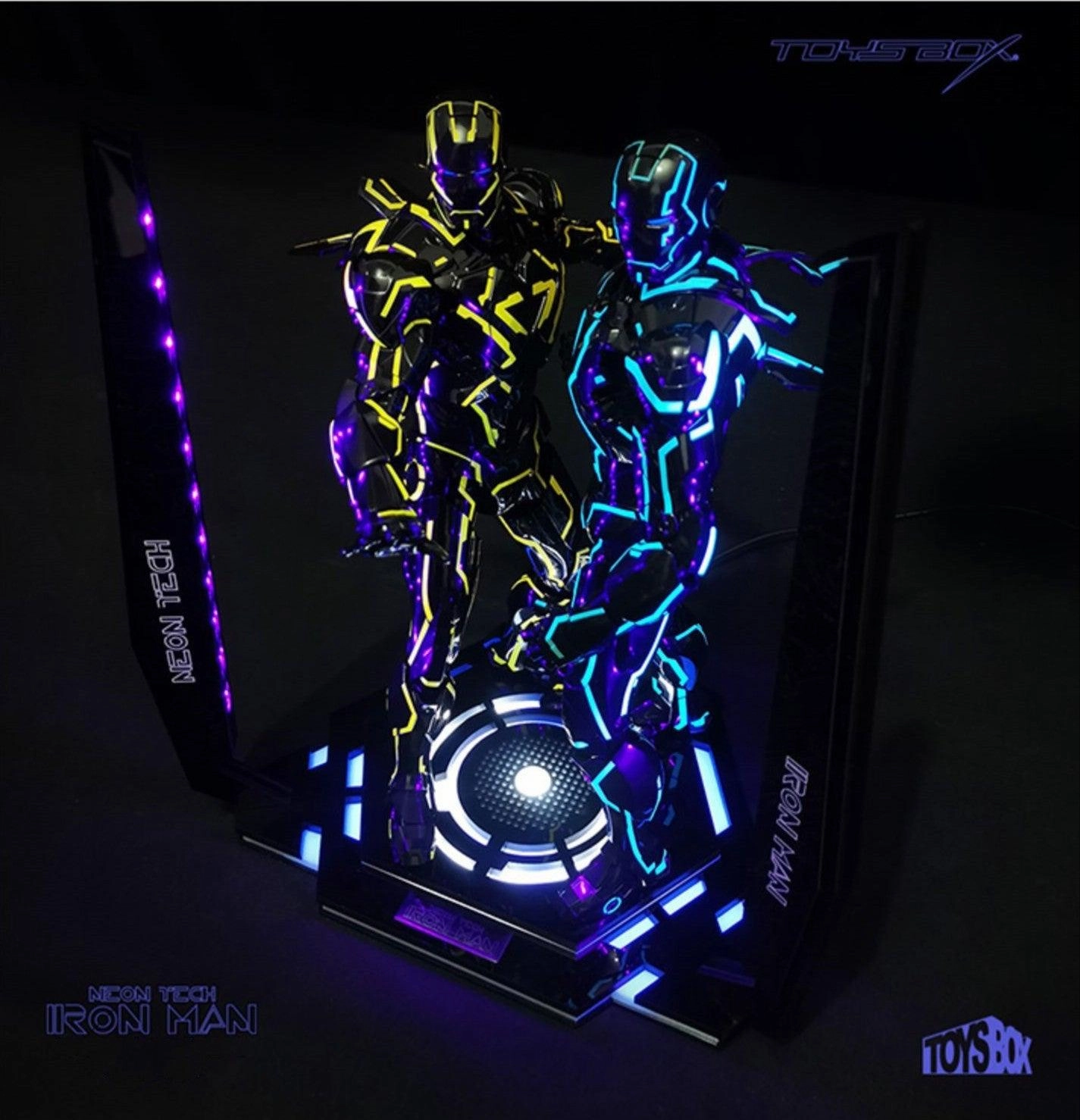 Historical Leader Brick and mortar 1:6 Neon Tech Iron Man UV Light Dual Display Base Stage