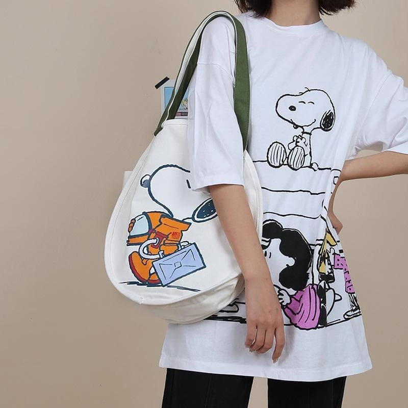 Villain Figure Snoopy Astronaut Canvas Tote Bag