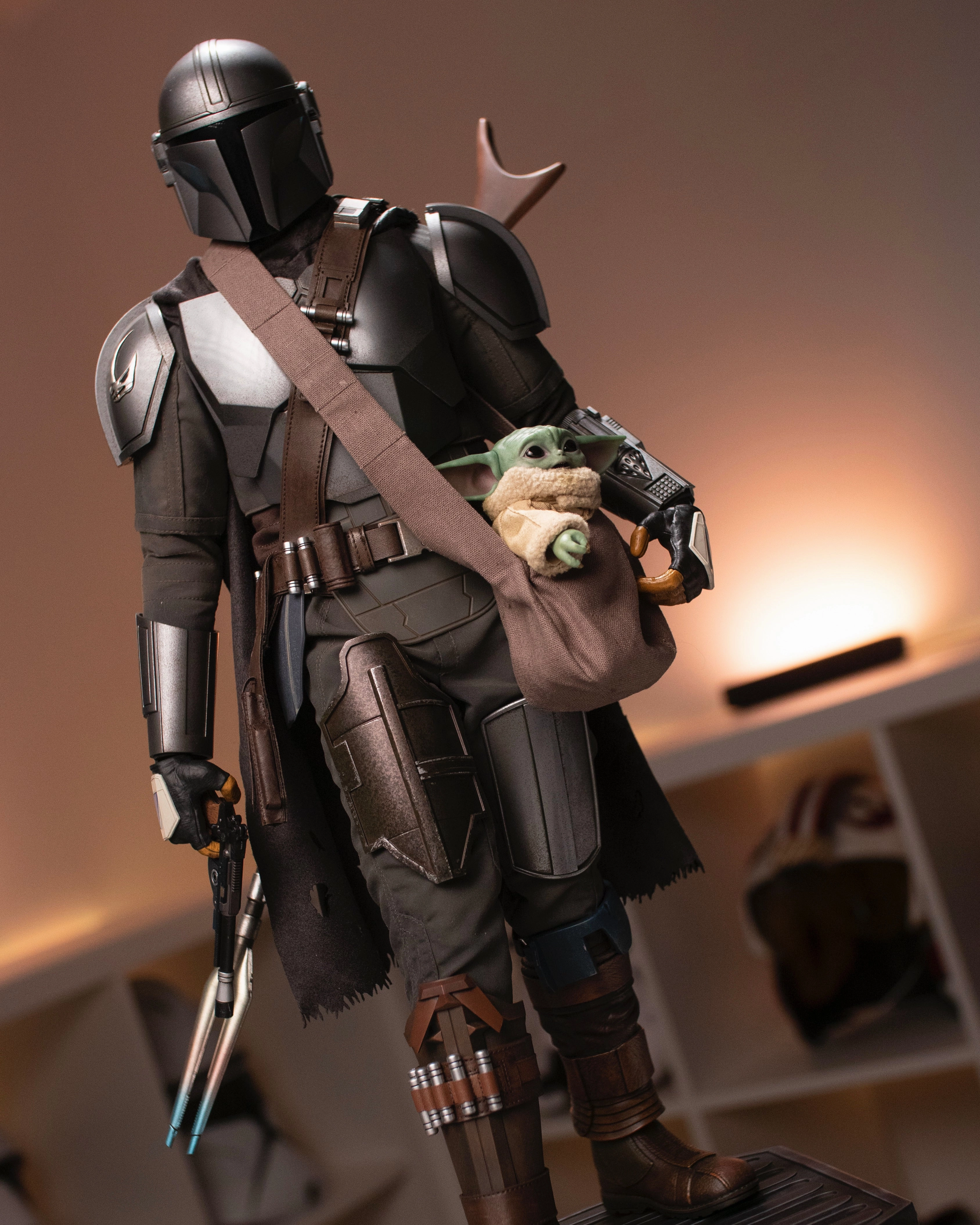 Chibi Product Airplane Replica Hot toys QS017 The Mandalorian and the Child Deluxe version 1/4 Collectibles Set