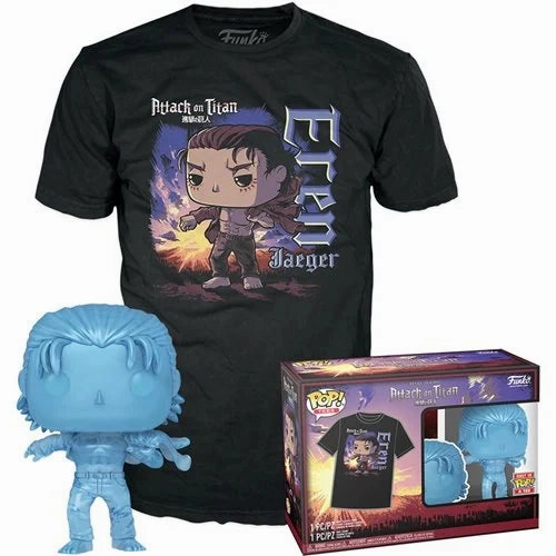Attack on Titan Eren Jaeger Funko Pop! Vinyl Figure #1321 and Adult T-Shirt 2-Pack Imaginary Play