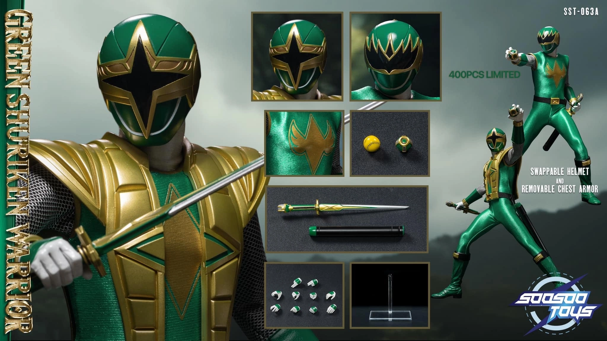 Soosootoys SST063A 1/6 Green Shuriken Warrior Secondary Market Character Goods