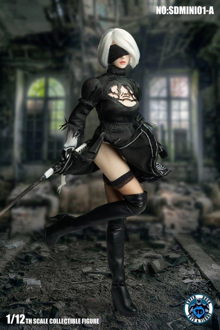 1:12 YoRHa No.2 Type B 2B Black Dress Seamless Figure Streaming Decor