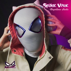 1:1 Spider Vision Gwen Light-Up Head Mask Cosplay Adult Collection Chibi Statue