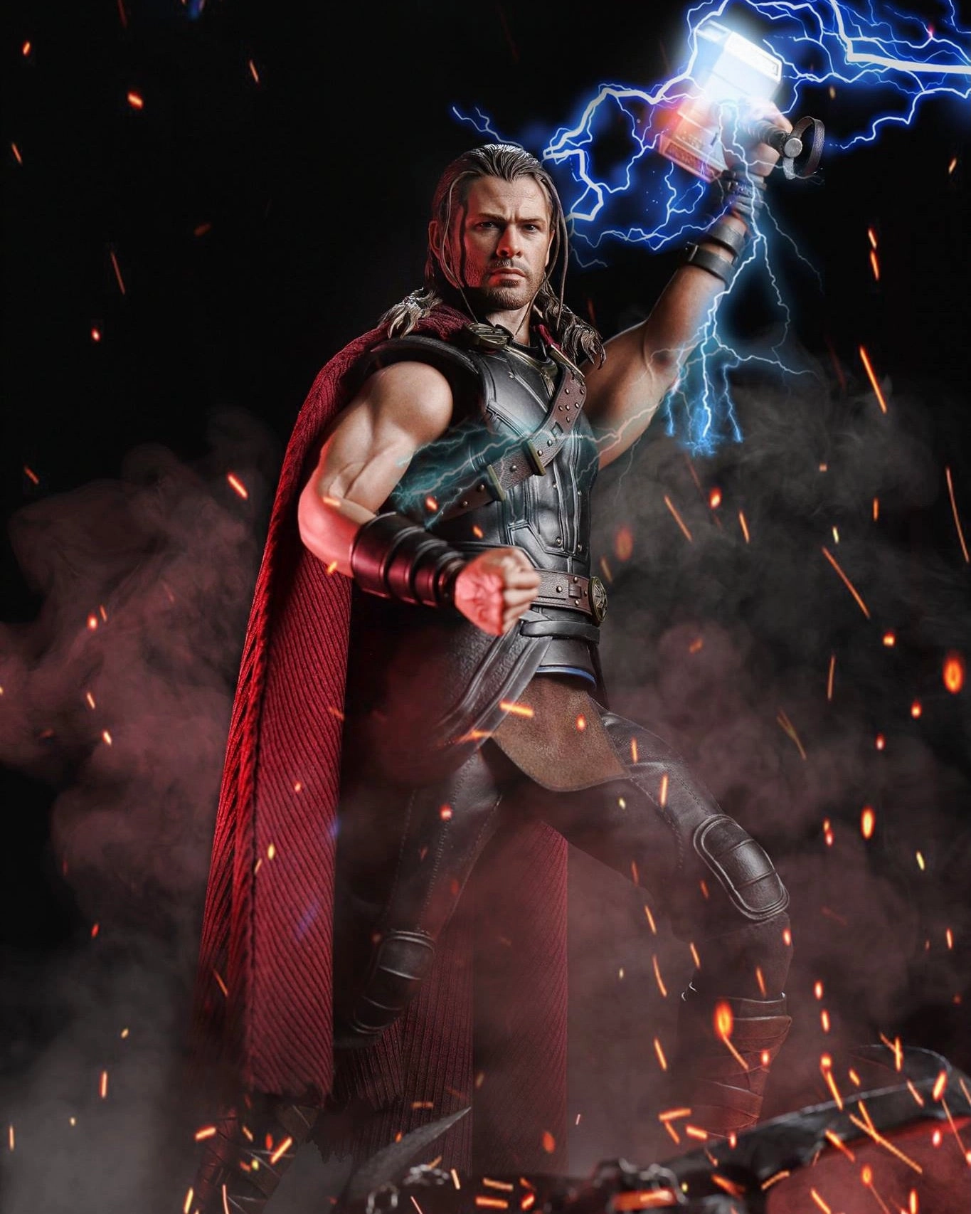 Miniature Sculpture Sitting Pose Hot toys MMS416 Marvel Thor Ragnarok Roadworn Thor