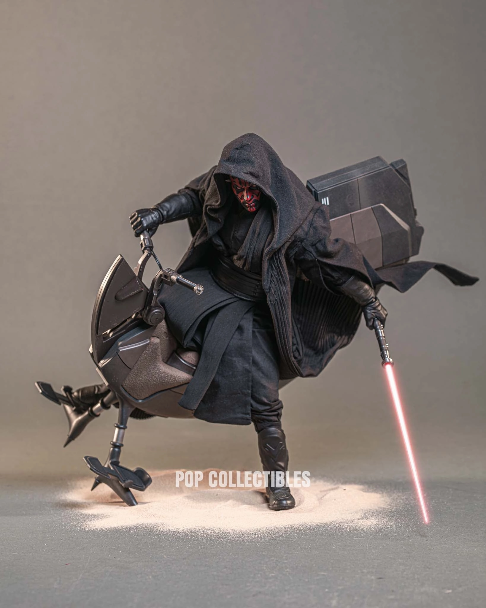Hot Toys MMS749B Star Wars Episode I The Phantom Menace Darth Maul with Sith Speeder 1/6th Scale Collectible Set Exclusive Edition Custom Paint Chibi Style