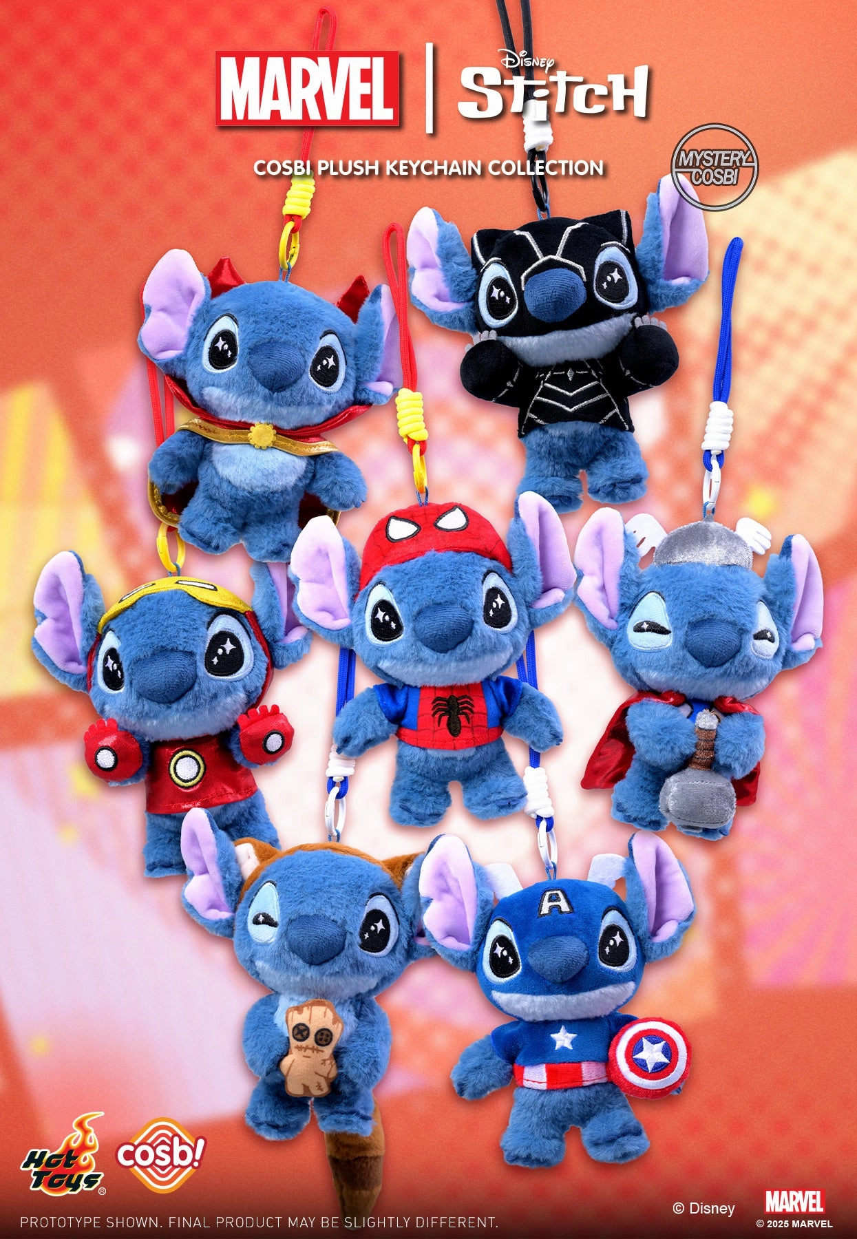 Pride And Joy Hot Toys PPLU072N Marvel Stitch Cosbi Plush Keychain Collection
