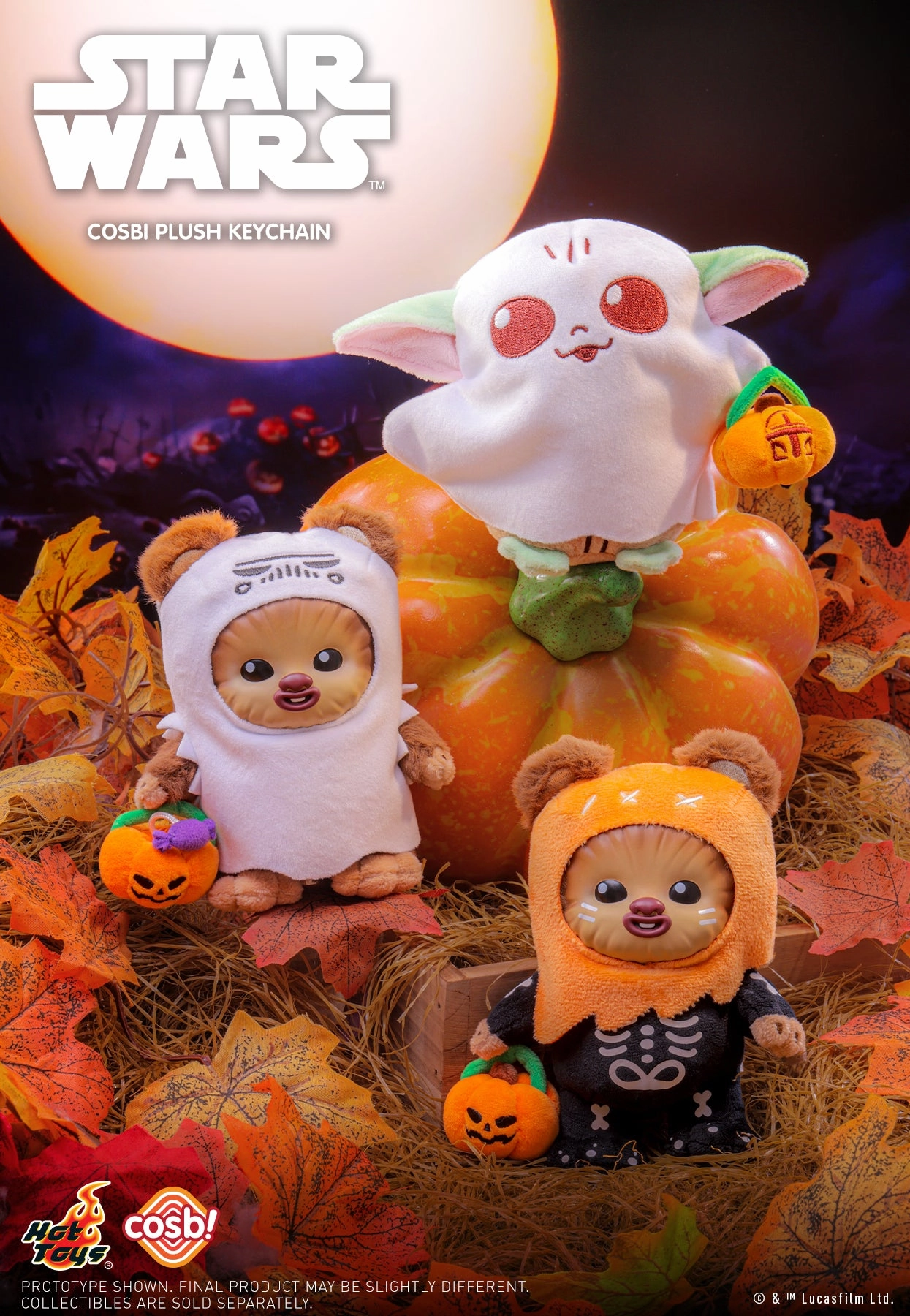 Hot Toys Star Wars Wicket & Grogu (Halloween Ghost Version) Cosbi Plush Keychain Collection Hobby Group Passed Down