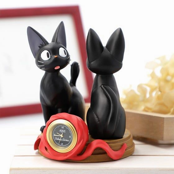 Antihero Model Kiki's Delivery Service: Jiji and Stuffed Plush Jiji Statue Desk Clock