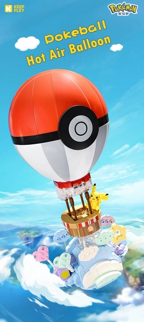 Avid Fan International Brand Pikachu Pokeball Hot Air Balloon Light-Up Building Blocks Set