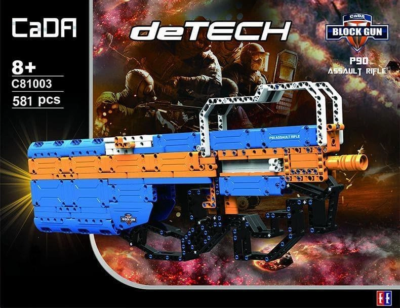 1:1 P90 Assault Rifle Submachine Gun Building Blocks Set Hand Sculpted