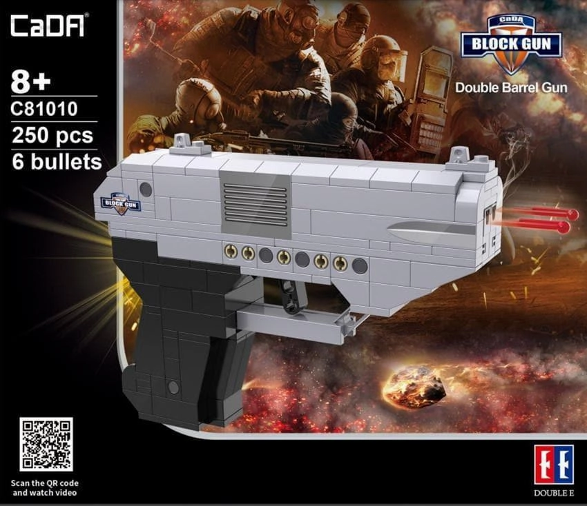 1:1 Double Barrel Pistol Gun Handgun Building Blocks Set Forest Creature