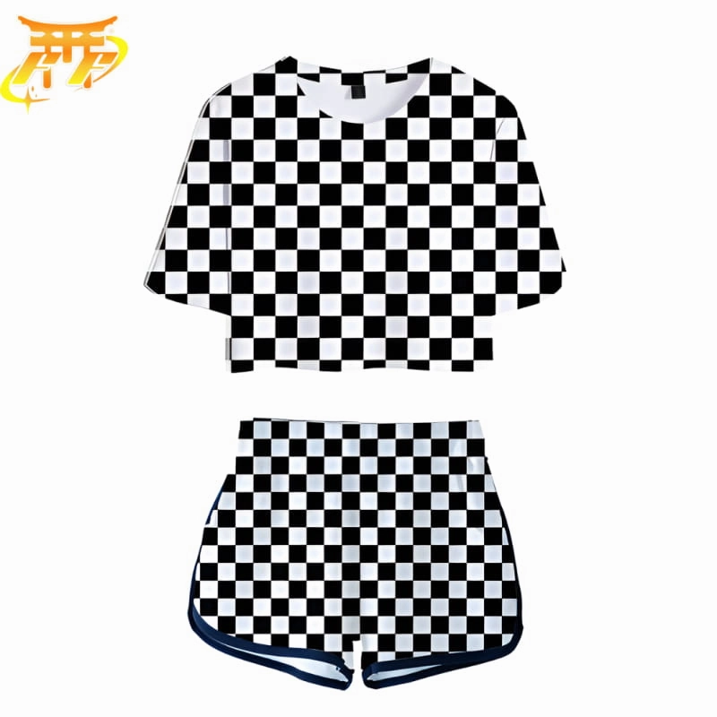 Pyjama Femme Tanjiro ?? carreaux noir et blanc - Demon Slayer? Chibi Model Museum Standard