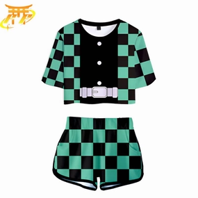 Pyjama Femme Tanjiro vert et noir - Demon Slayer? Chibi Creation