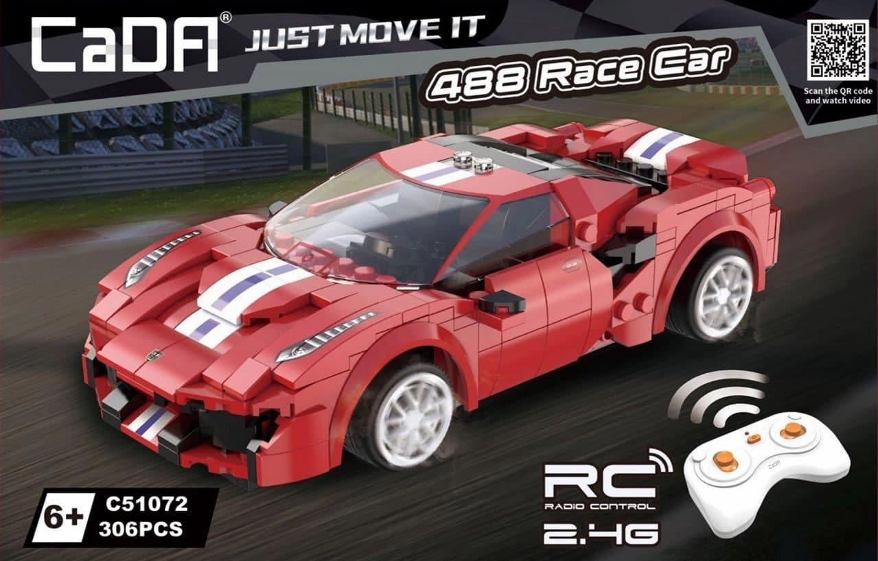 Movie Model Media Attention Red Race Car Ferrari 488 Building Blocks Set