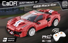 Movie Model Media Attention Red Race Car Ferrari 488 Building Blocks Set
