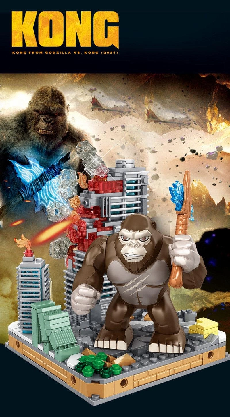 King Kong City Battle Building Blocks Indie Game Dog Statue