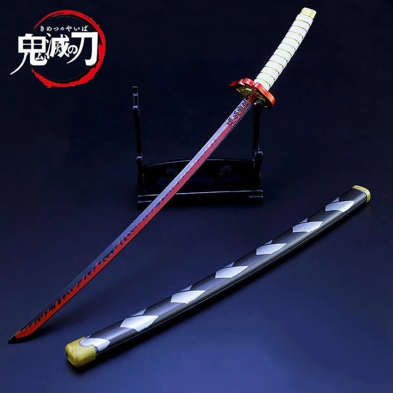 Rengoku Kyojuro Nichirin Blade Sword Metal Replica Vinyl Sculpture Miniature Toy