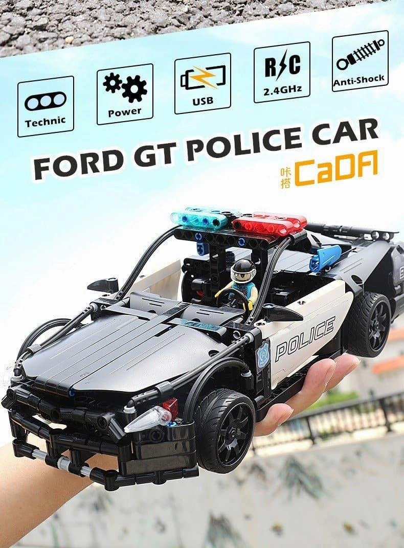Ford Mustang GT Police Car Black Building Blocks Set Tourist Memorabilia