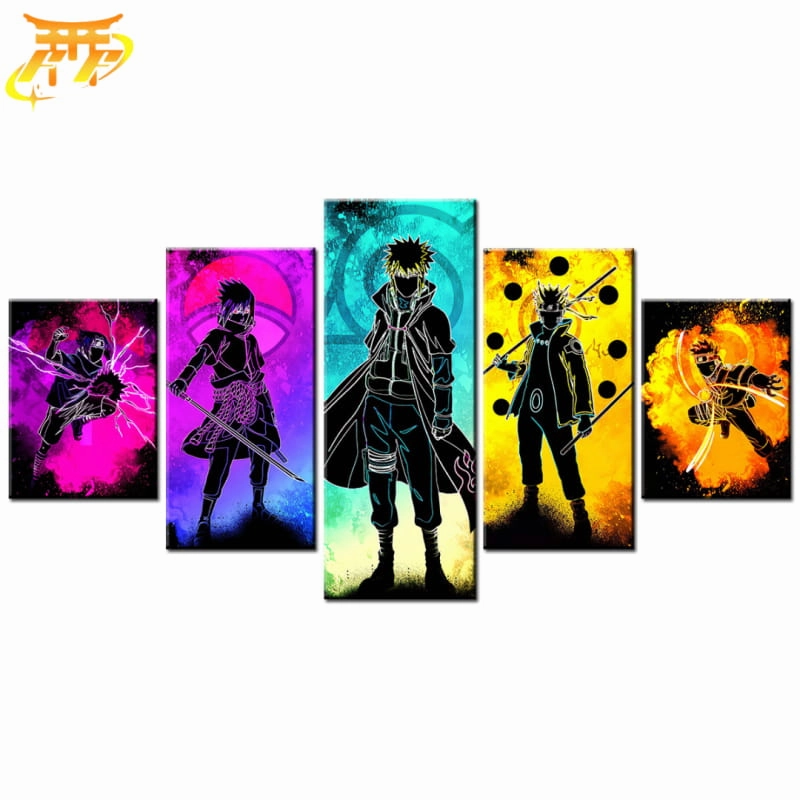 Premium Showcase Hand Painted Tableau Sasuke & Minato & Naruto - Naruto Shippuden?