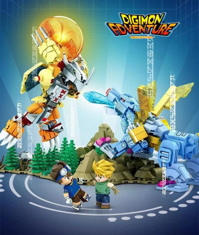 Kaiju Statue War Greymon vs Metal Garurumon Building Blocks