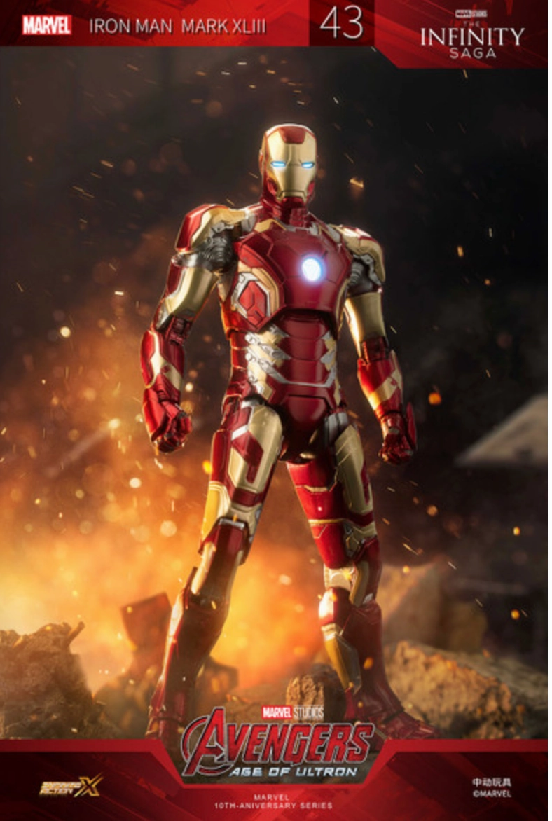 ZD Toys Iron Man Mark 43 MK43 1:10 figure LED light up Version Chibi Art